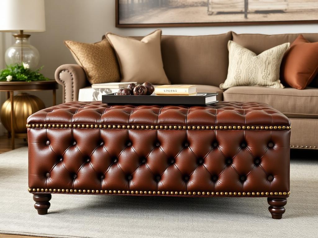 Ottomans and benches re-covered to coordinate with your existing furniture. Tufting, piping, and nailhead detail available.
