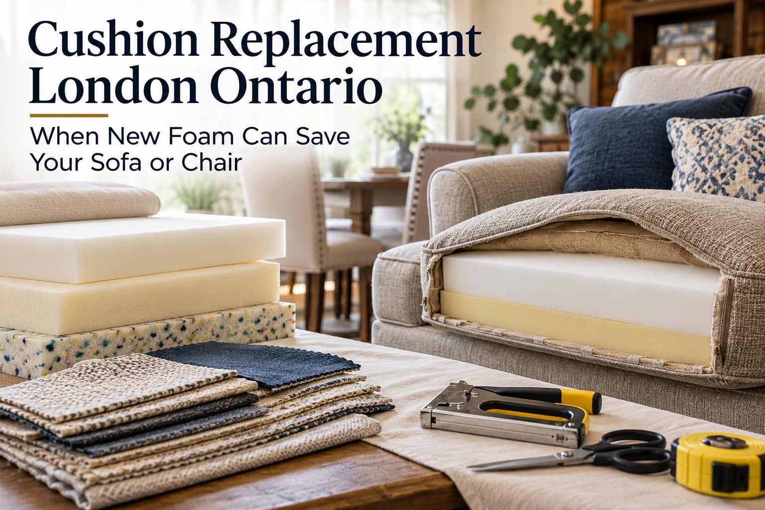 Sagging sofa or chair cushions? Learn when new foam can improve comfort, support, and upholstery results for London, Ontario homes.